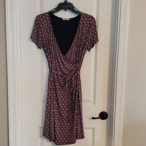 Maternity Wrap Dress - Teal, Navy and Red S